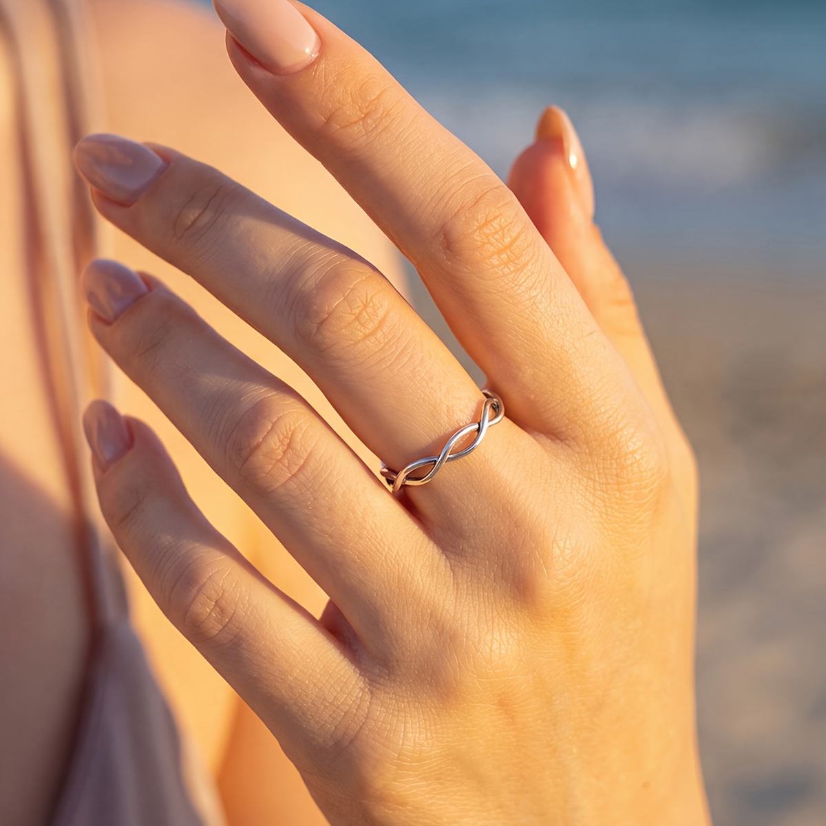 Women's Double Interlocking Ring, Versatile Fashion Accessory